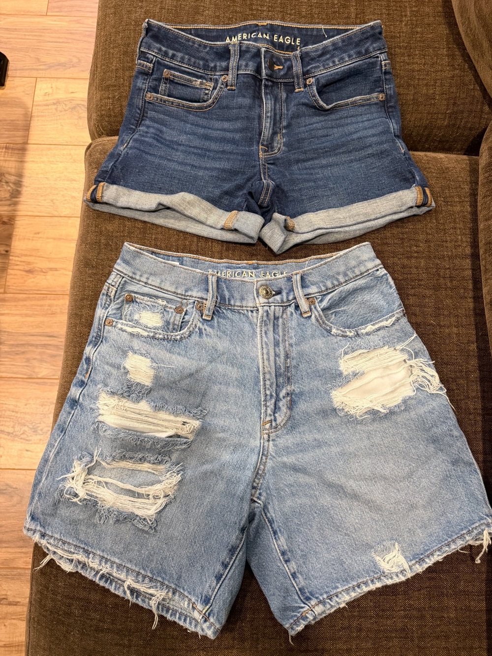 American Eagle Outfitters Women's Denim Shorts Dark Wash & Light Distressed Sz 2